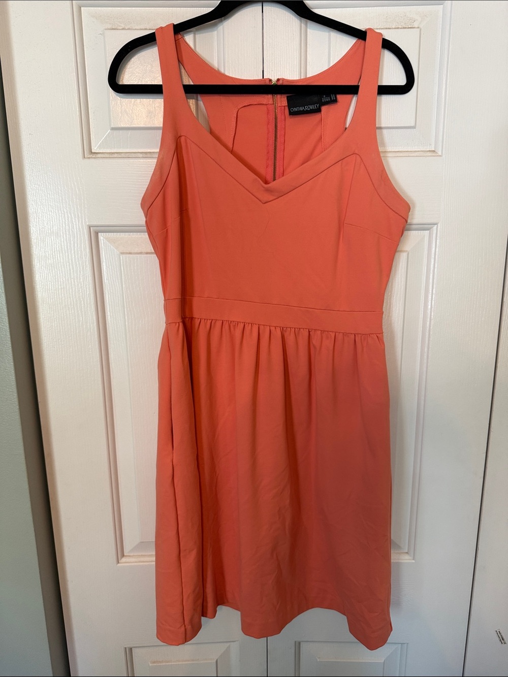 Cynthia Rowley Coral Sleeveless V-Neck Fit-and-Flare Dress
